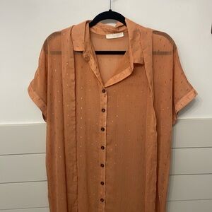 Beautiful sheer swim cover up with gold detail